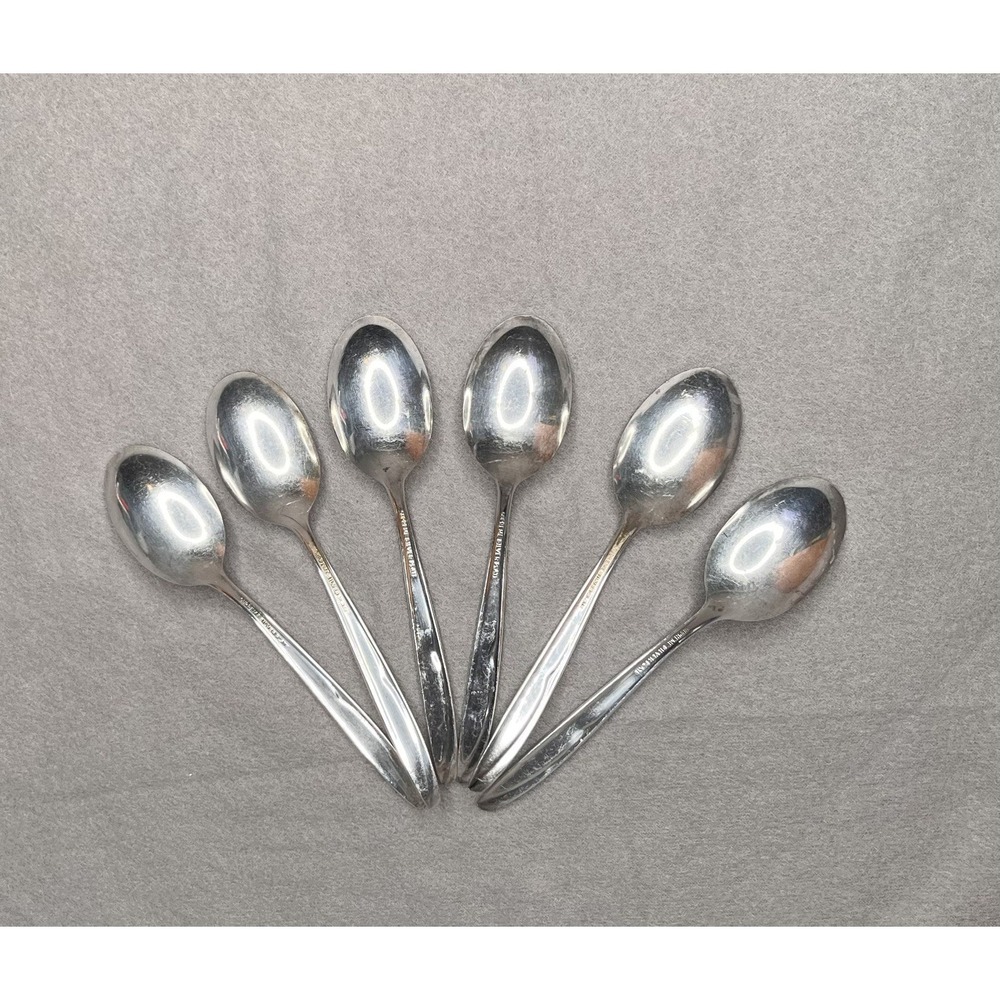 SUPREME Silver Plate Flatware Concept Pattern 6-1/4" SET of 6 Vintage Spoons